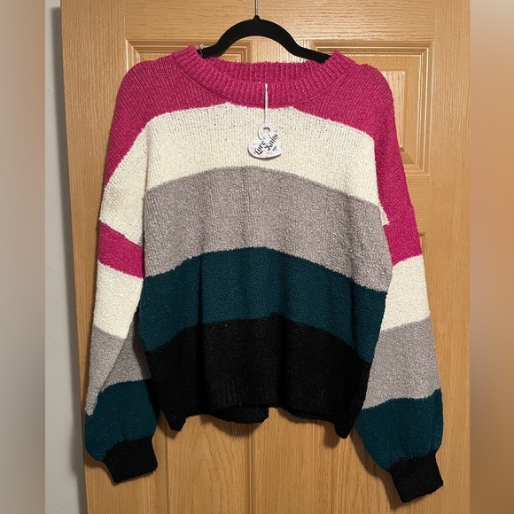 Lisa Striped Teddy Pullover Sweater NWT - Picture 2 of 10